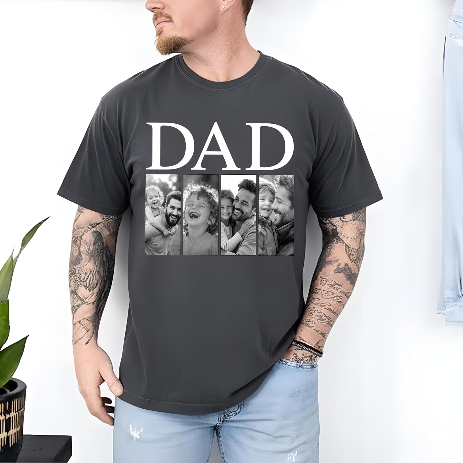 Custom Papa Dad Grandpa Photo T Shirt Personalized Family Father's Day Valentine Birthday Gifts for Dad Grandpa - Image 2