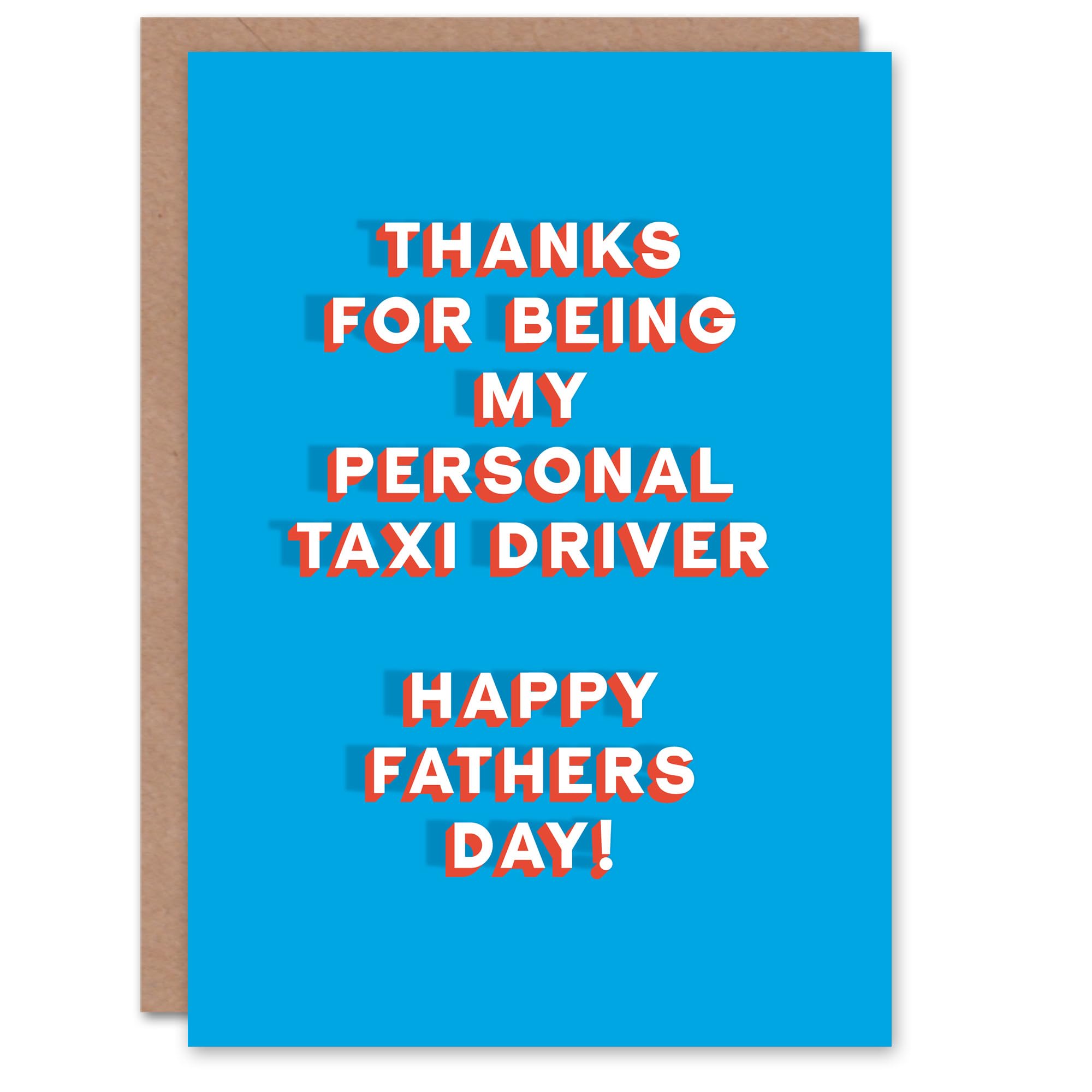 Artery8 Father's Day Card Thanks Personal Taxi Driver Fun Funny Cheeky Humour Joke For Him Dad Father Greeting Card
