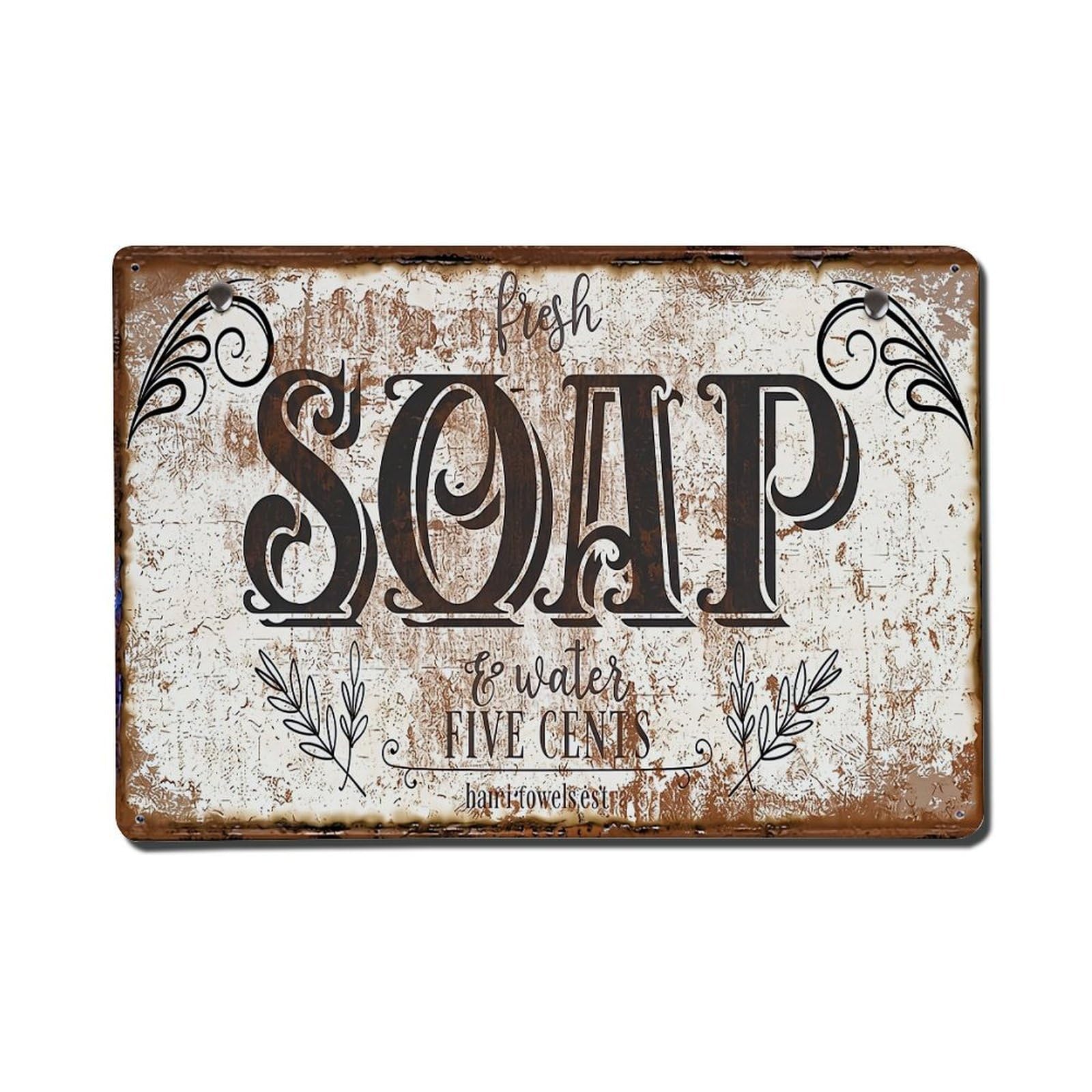 Nestemfo Vintage Fresh Soap Five Cents Sign Tin Sign Metal Sign, Living Room,Bar, Home, Bedroom Wall Decor,Retro Metal Poster 8X12 Inches