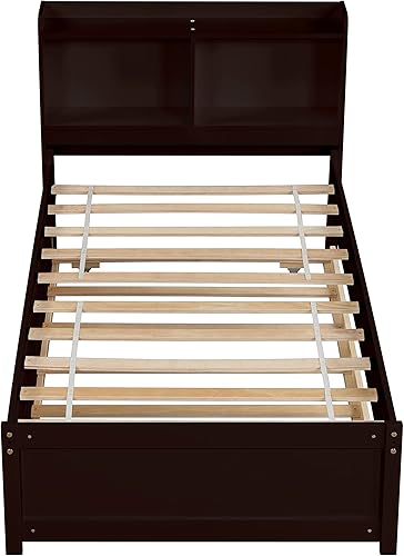 Miniatura 7 de Bellemave Cama individual con cama nido, plataforma de madera con cabecera de almacenamiento y soporte de listones para niños, niñas, adolescentes,