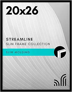 Americanflat 20x26 Picture Frame with Polished Plexiglass - Streamline Collection - Thin Border Picture Frame for Wall Display - Hanging Hardware Included - Black