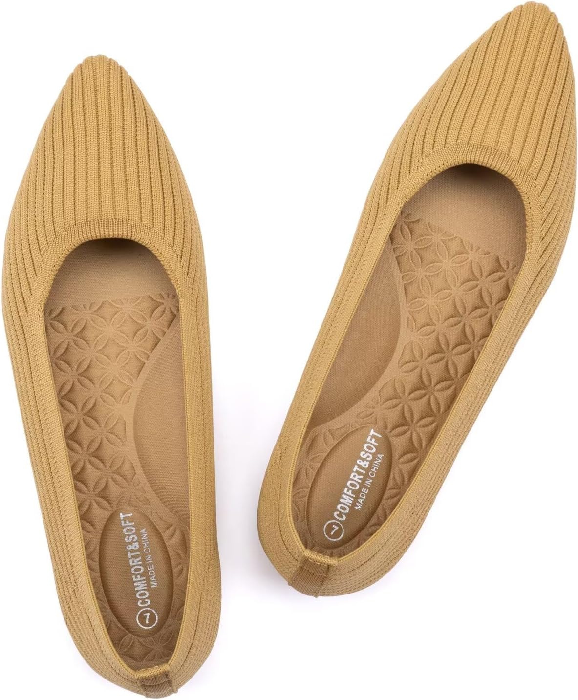 Frank Mully Women's Flats Knit Pointed Toe Ballet Flats Arch Support Machine Washable Shoes Women Dressy Comfortable