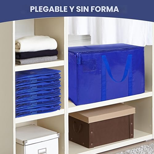 Miniatura 8 de Ticonn - Bolsa de transporte extragrande con cremalleras y asas de transporte, resistente, para ahorrar espacio, color azul