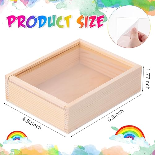 Miniatura 2 de Thyle 12 cajas de madera sin terminar, pequeñas cajas rectangulares de madera con tapa para suministros de regalo de fiesta de cumpleaños (6.3 x 4.9