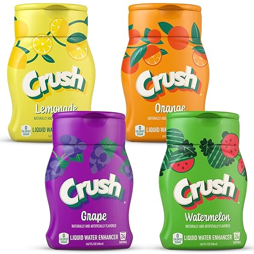 Crush, Summer Variety, potenciador de agua líquido, nuevo y mejor sabor (4 botellas, hace 96 bebidas de agua saborizadas), sin azúcar, cero calorías disponible en Yaxa Colombia