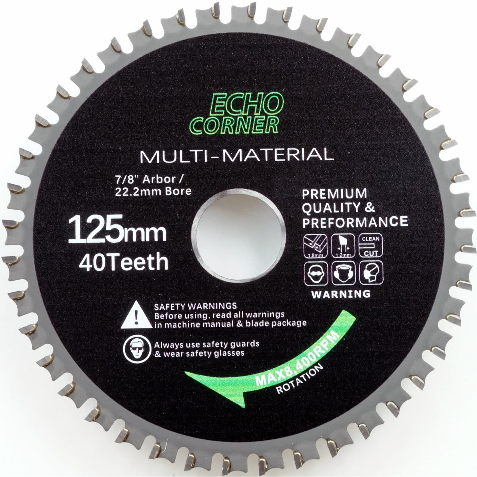 Echo Corner 125mm x 22.23mm Bore x 40T Angle Grinder Saw Blade Disc for Fine Cut Aluminium Wood Non-ferrous Metal