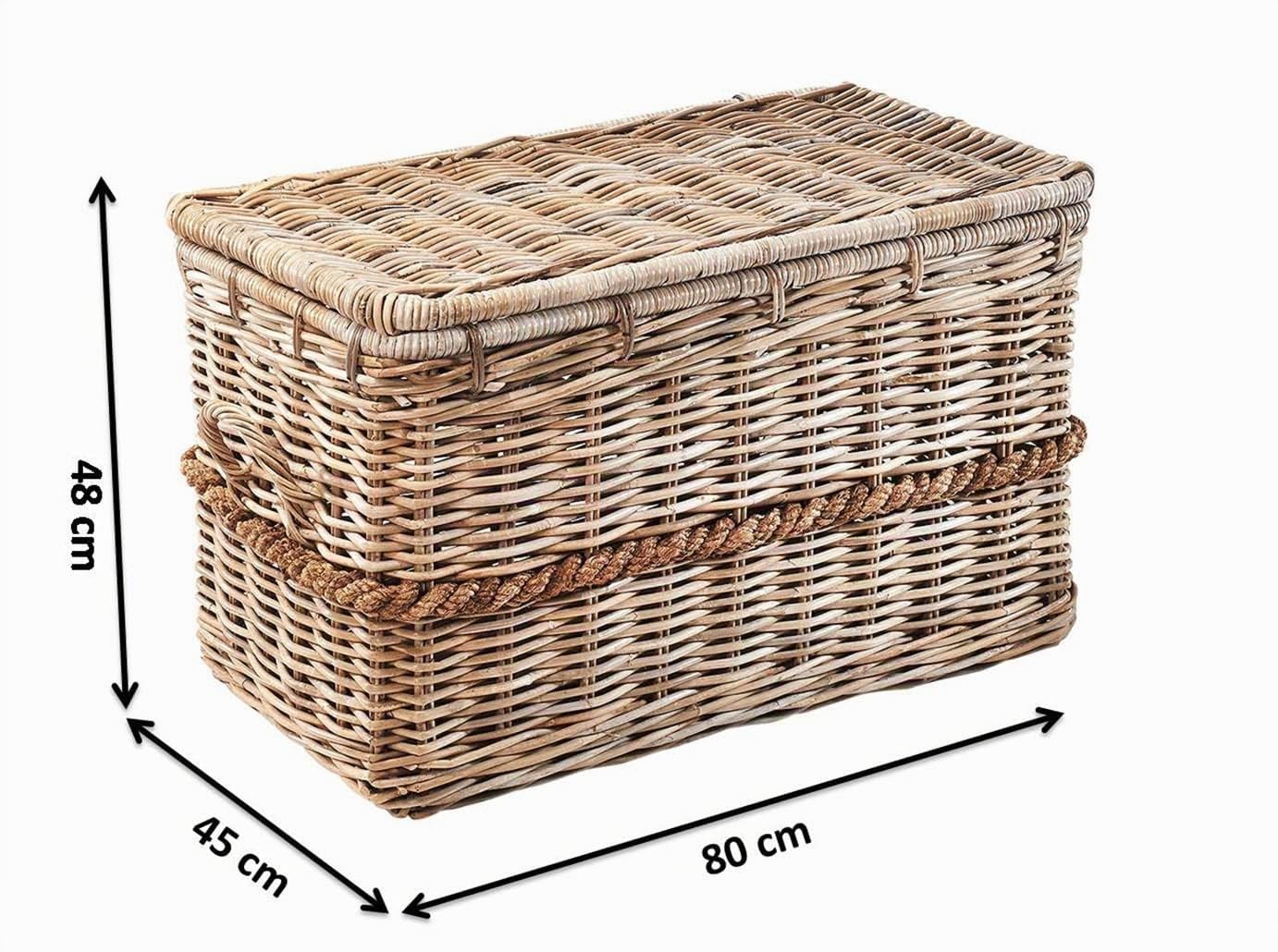 Kobolo Rattantruhe mit Griffen und Deckel 80x45x48 cm