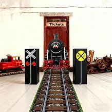 3 Pcs Train Birthday Party Decorations Express Train Backdrop Railroad Aisle Track Runner Traffic Crossing Sign Boxes for Christmas Party Winter School Home Table Floor Wall Decor(Stylish)