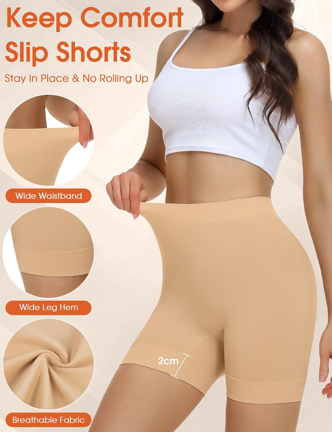 Niceuare 3 Pack Slip Shorts for Under Dresses，Women Anti Chafing Shorts Smooth Boyshorts Panties Underwear
