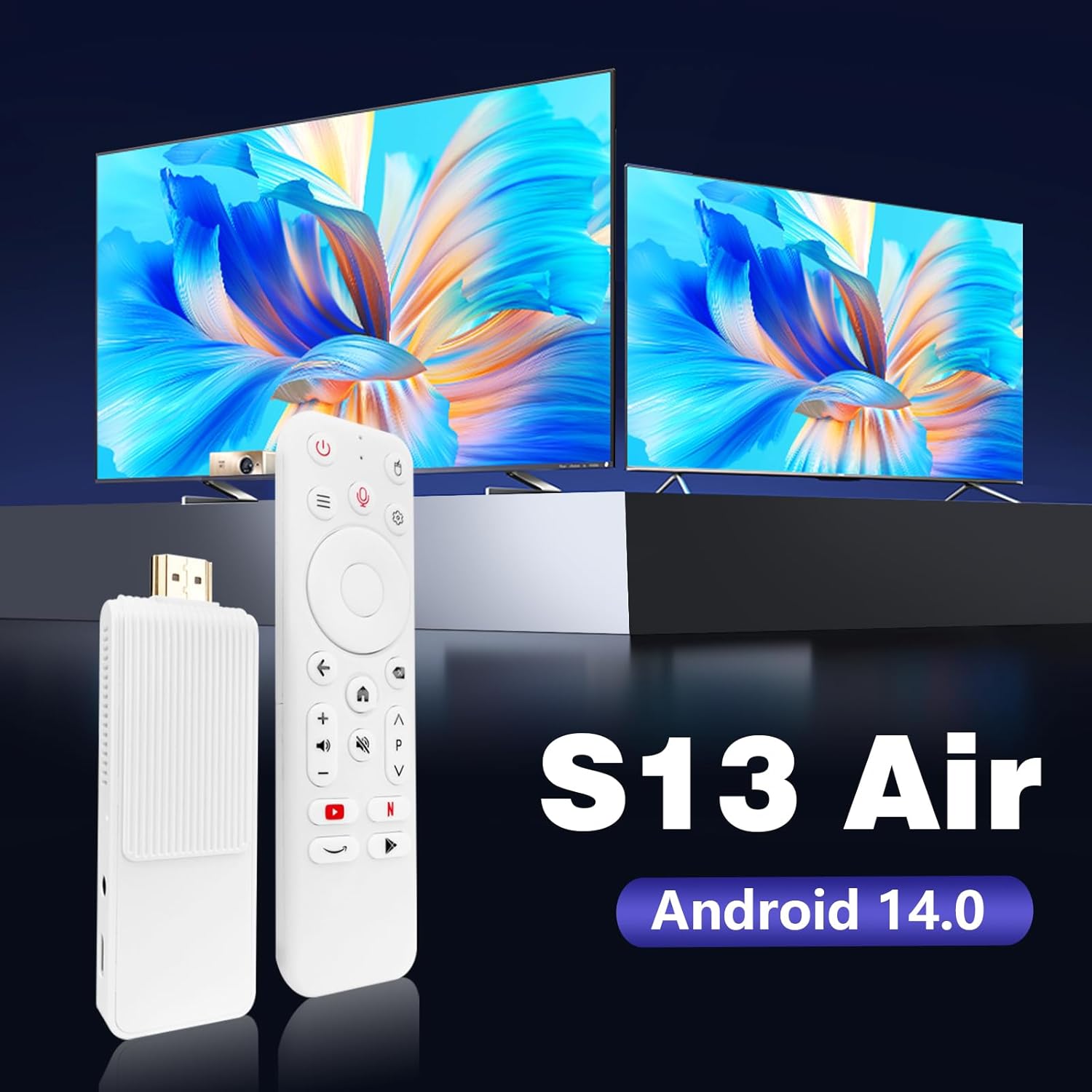 BOXPUT S13 Air Android TV Stick 14.0 RK3518 4K Smart TV Stick 2025 Android-Streaming Devies WIFI6 2GB RAM 16GB ROM with BT Voice Remote (with Gift Dust Bag)