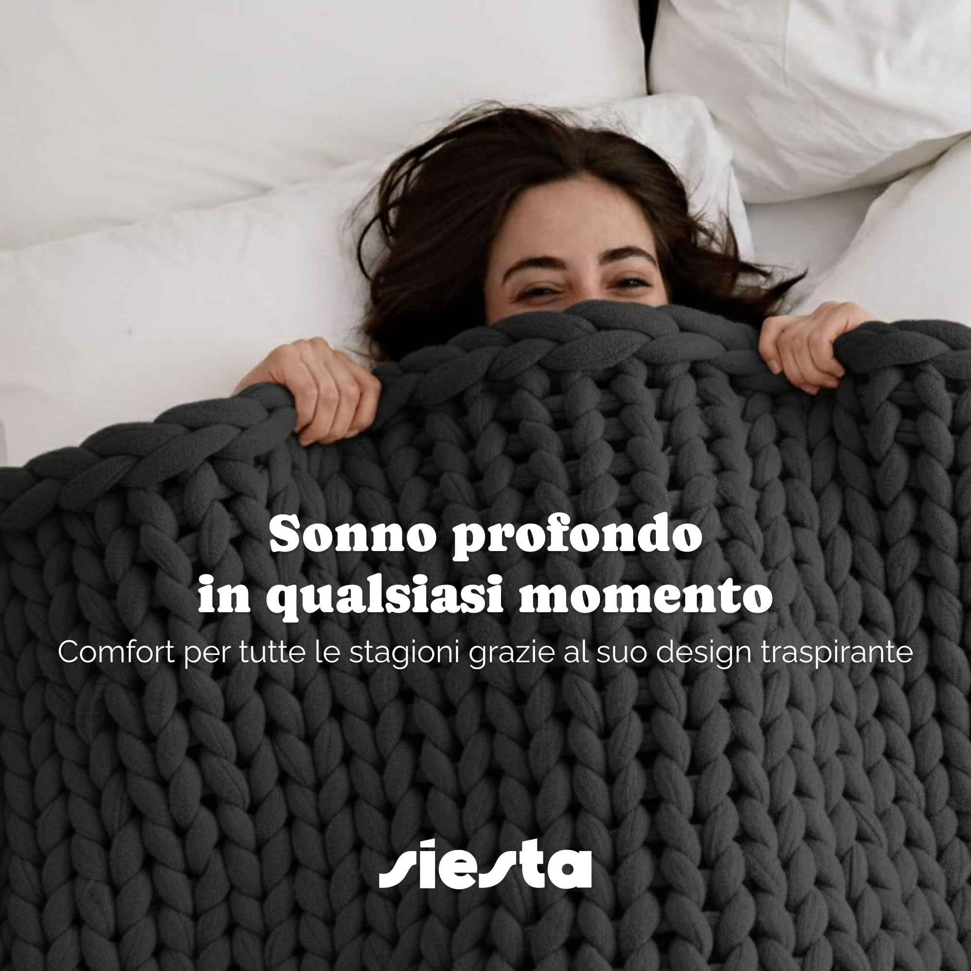 SIESTA Coperta Ponderata 7 kg – Coperta Terapeutica Antistress Singola – Coperta Pesante per Dormire Meglio – Coperta Ponderata per Adulti – Traspirante & Rilassante