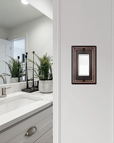 Miniatura 3 de ZILLSEA Placas decorativas de pared para toma de corriente GFCI, interruptor de atenuación, cubiertas decorativas de bronce envejecido, placas de