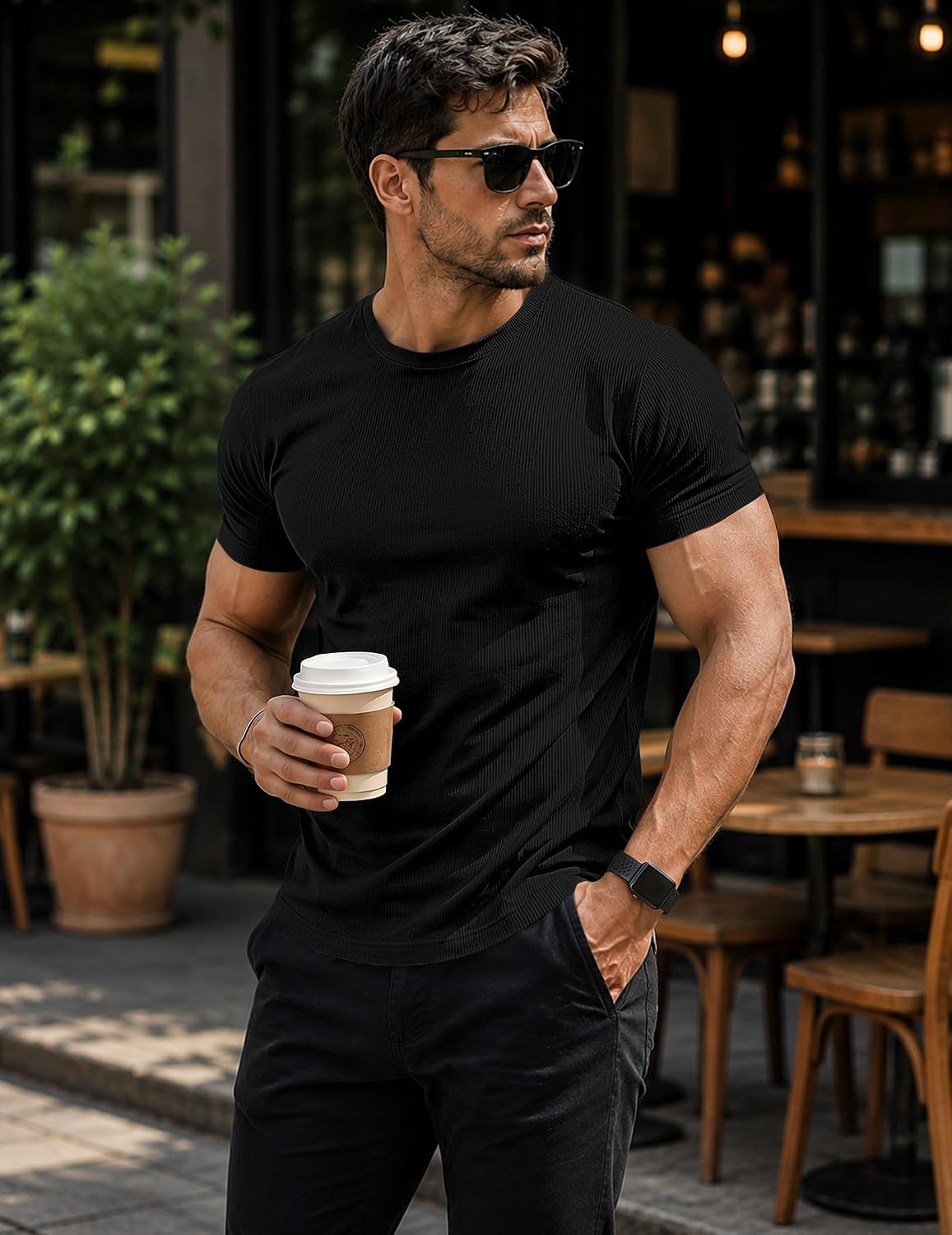 JMIERR Mens Short Sleeve T Shirt Summer Muscle Slim Fitted Crewneck Longline Tees Shirts for Gym Workout
