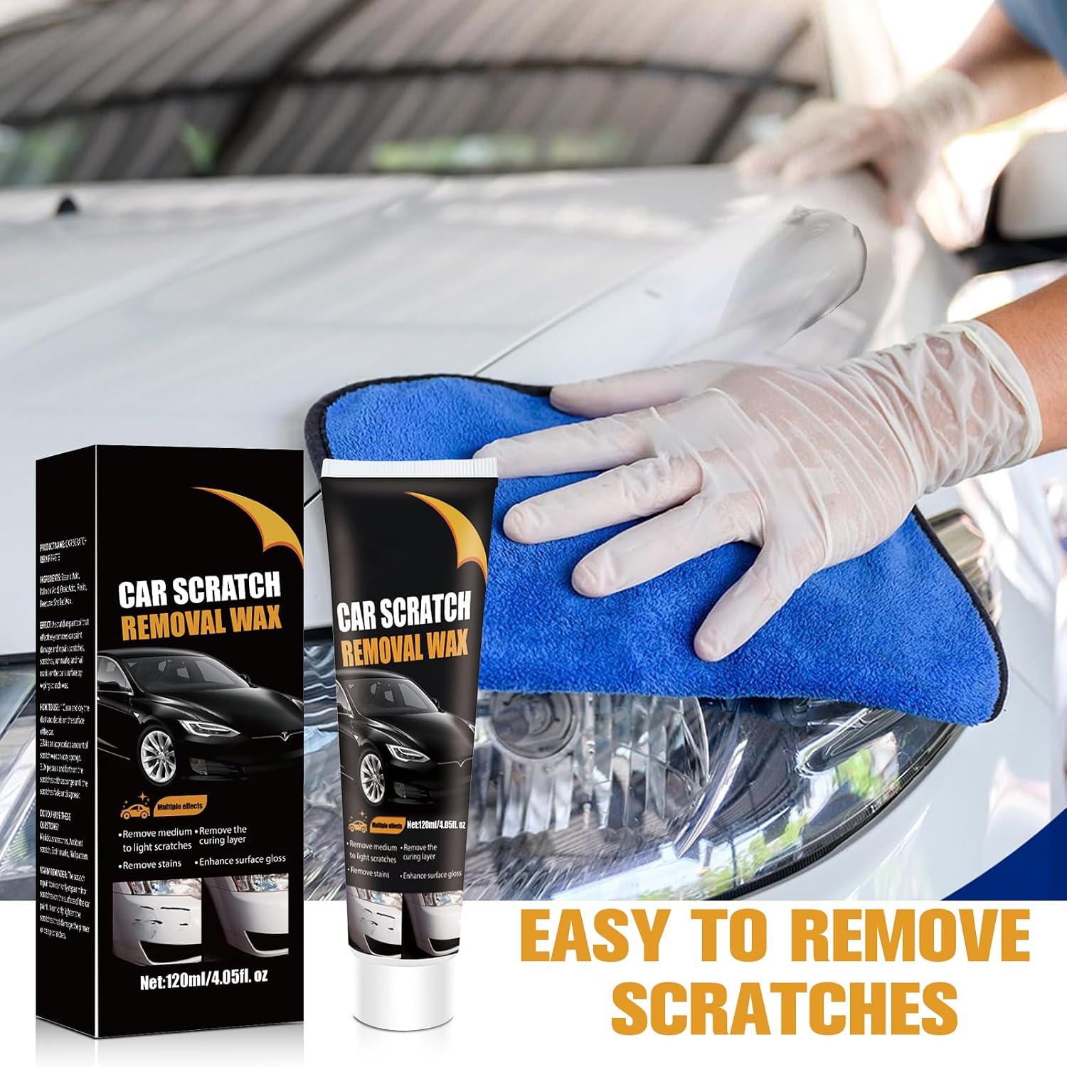 2026 Upgraded Scratch Remover for Vehicles, Car Scratch Removal Wax Kit for Scratches, Swirl Marks & Stains, with Sponges & Towels, Car Paint Scratch Repair Paste for All Vehicles