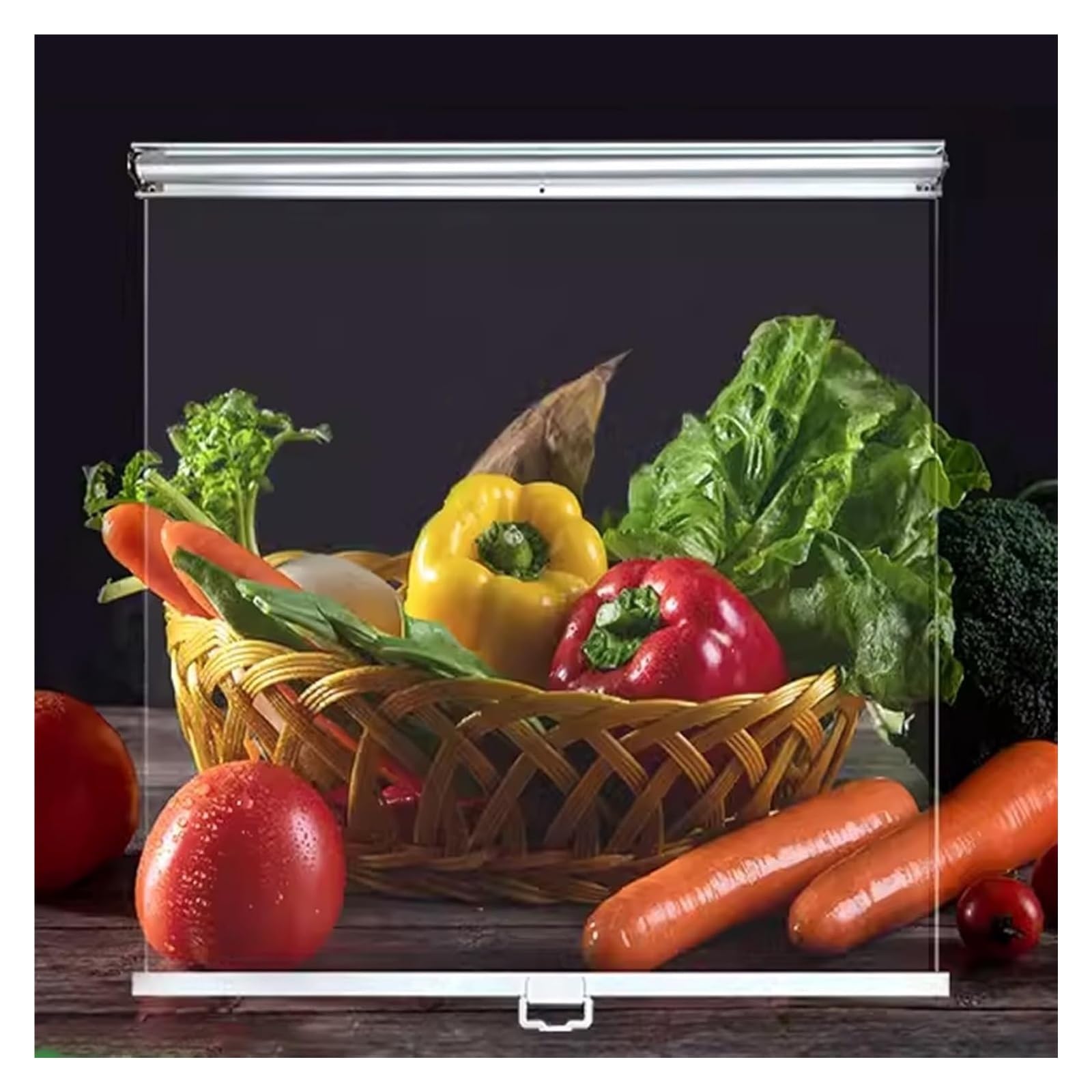Tenda avvolgibile per conservazione degli alimenti, armadio fresco, persiane trasparenti, tenda in plastica per supermercato, visualizzazione di verdure, avvolgimento (W100 x 130 cm)
