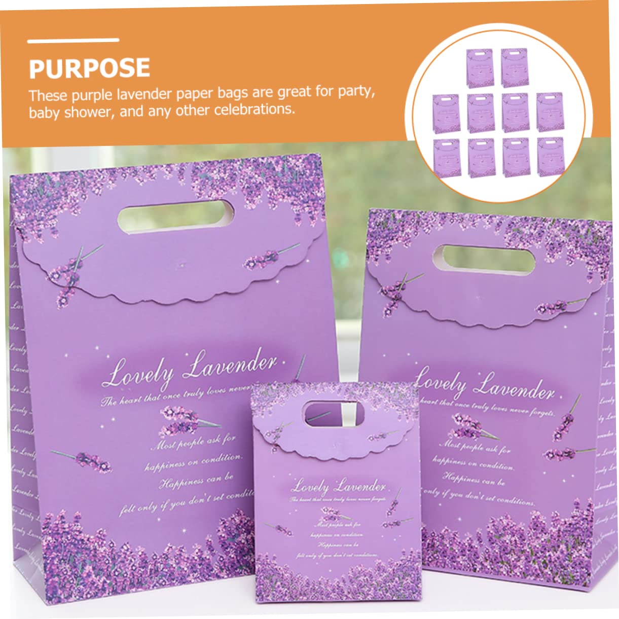 MOKKHNB 10stücke Lila Lavendel Papier Party Favor Taschen Lila Lavendel Party Geschenketüten Für Süßigkeiten Snacks Spielzeug Partygeschenke