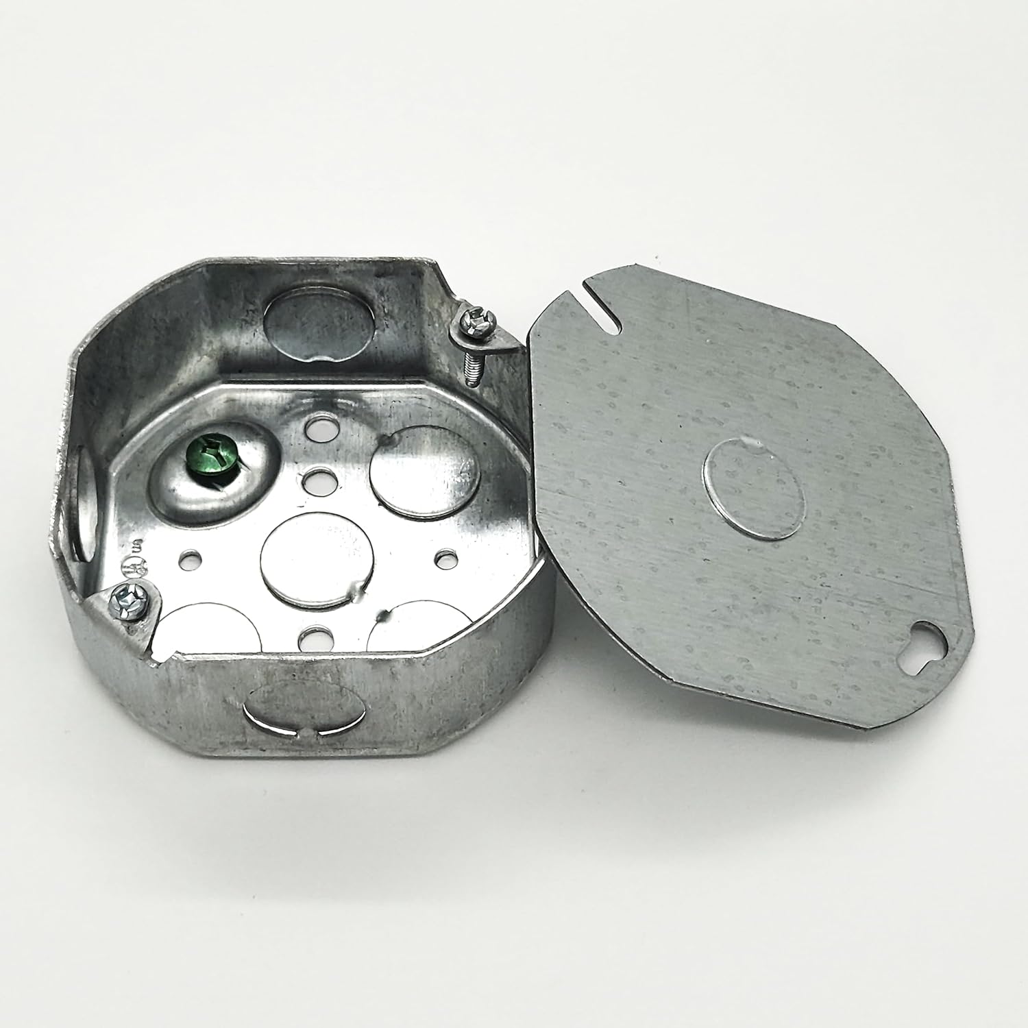 Sonilco 4 Inch Octagon Electrical Box with 3/8" Knockouts (Trade Size) and Cover UL Listed Galvanized Steel Junction Box for Ceiling or Wall Applications