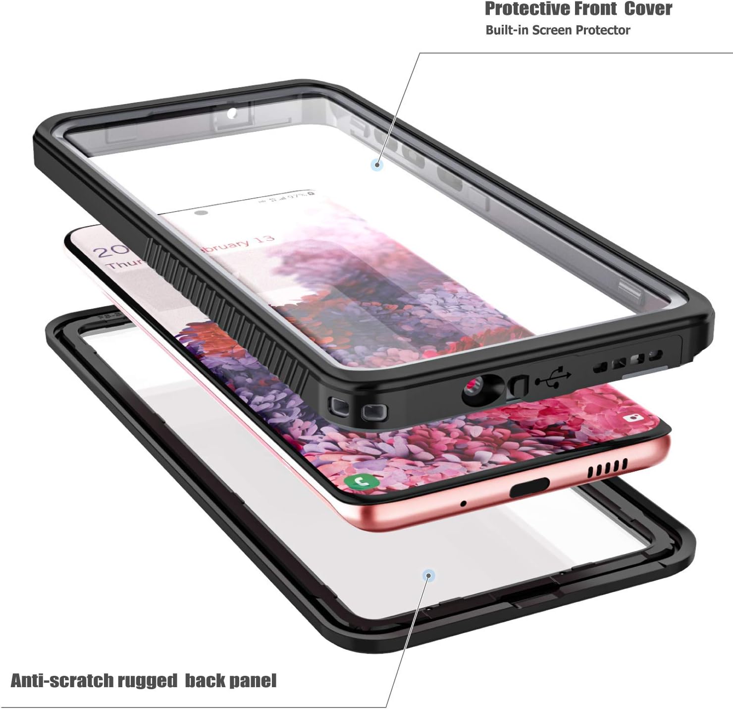 SPIDERCASE Samsung Galaxy S20 Plus Waterproof Case, Built-in Screen Protector Fingerprint Unlock with Film, Shockproof Full Body Cover Waterproof Case for Samsung Galaxy S20 Plus 6.7 inch 2020
