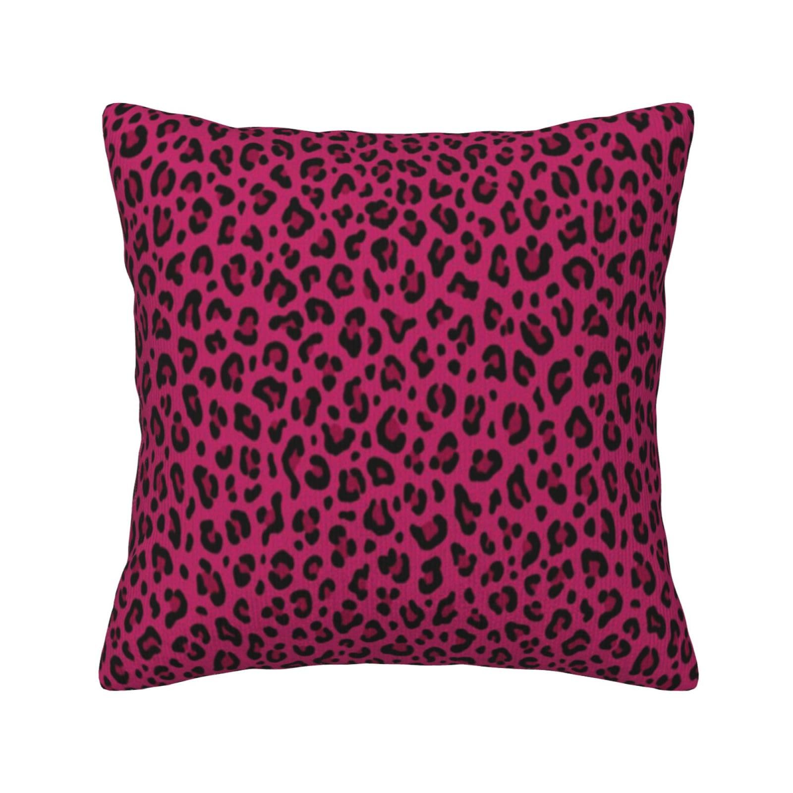 Egomed As Picture Love Leopard Leopard Print In Hot Pink,Pillow Cover, Decorative Throw Pillowcase Corduroy Cushion Covers For Bedroom Sofa,16 In
