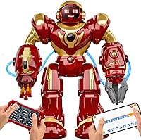 Holyton 5088 Smart STEM Robot for Kids 4-9: Large Programmable RC with Voice & App Control, LED Eyes, Gripping Arm - Ideal Gift