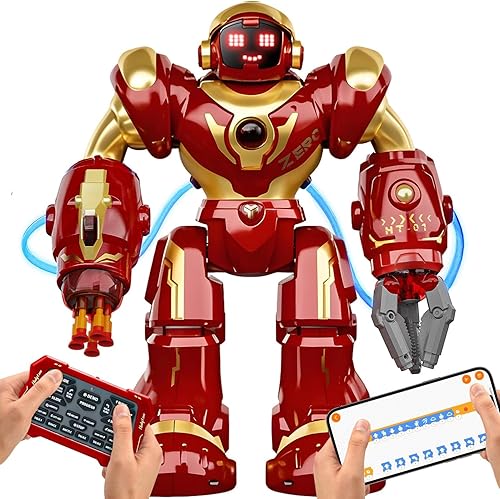 Holyton 5088 Robots inteligentes para niños, robot RC programable STEM grande, con control de voz, control de aplicación, ojos LED, regalo ideal