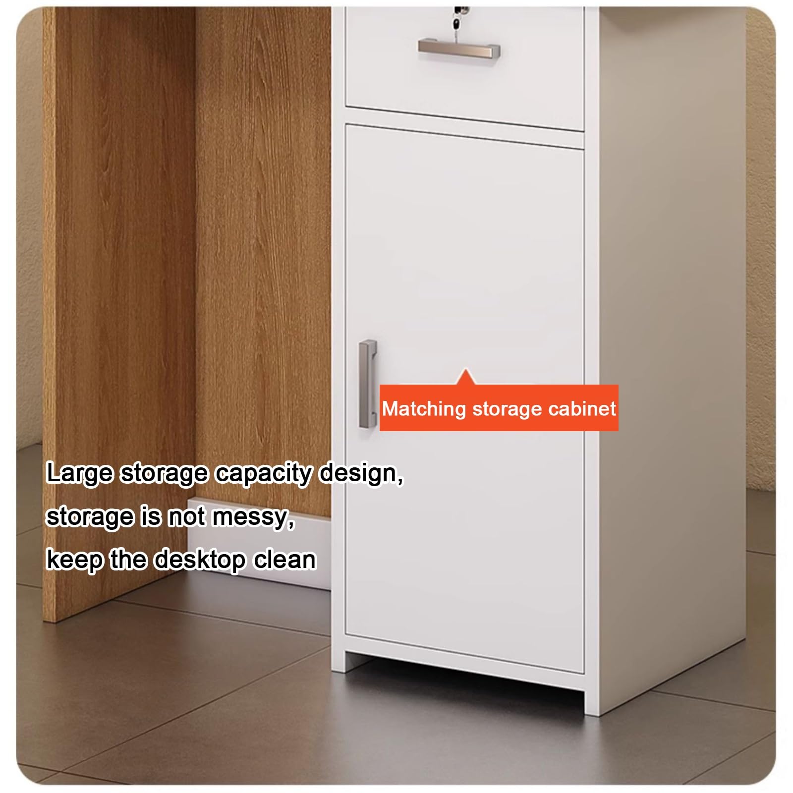 Moderner Rezeptionstheke mit abschließbarer Schublade und Kabeldurchführungen, stilvoller Kassentisch für den Einzelhandel für Salon und Büro, 100 cm