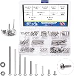 Glarks 333Pcs Machine Screw Assortment Kit #4-40 Stainless Steel Phillips Pan Head Assorted Nuts Bolts and Flat Washers Set, 304 Stainless Steel Machine Screws Assortment Set with Storage Case