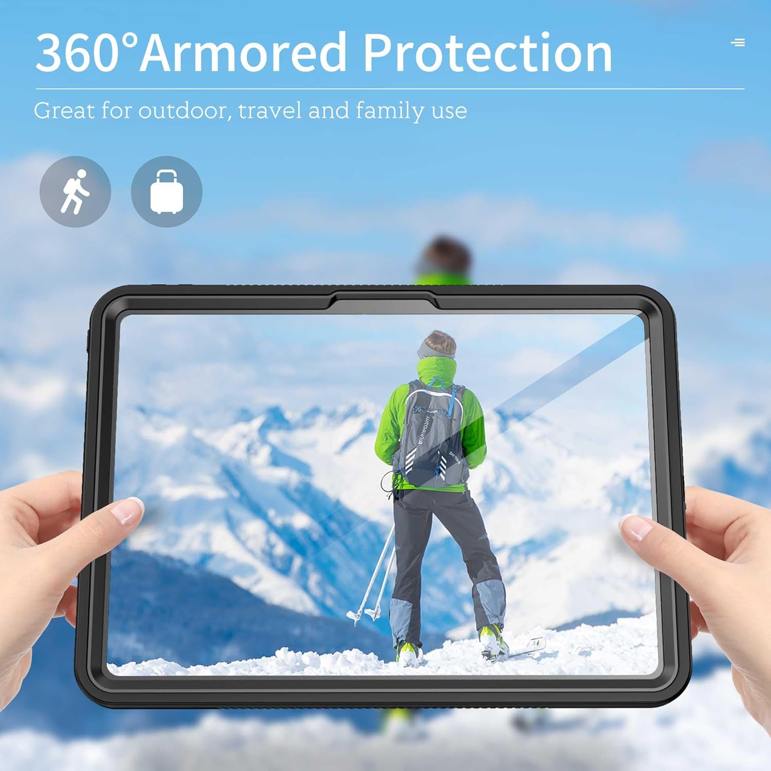 Mangix Waterproof Case for iPad Pro 13 inch M5/M4,Shockproof Protective Case Premium Quality Cover Built-in High Touch Sensitivity Screen Protector with Kickstand Hand Rope (iPad Pro 13 inch)