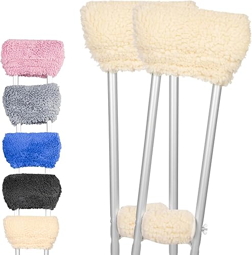 Miniatura 27 de Vive Almohadillas para muletas de piel de oveja y empuñaduras de mano, cómodas, transpirables, lavables a máquina para adultos, fundas de accesorios