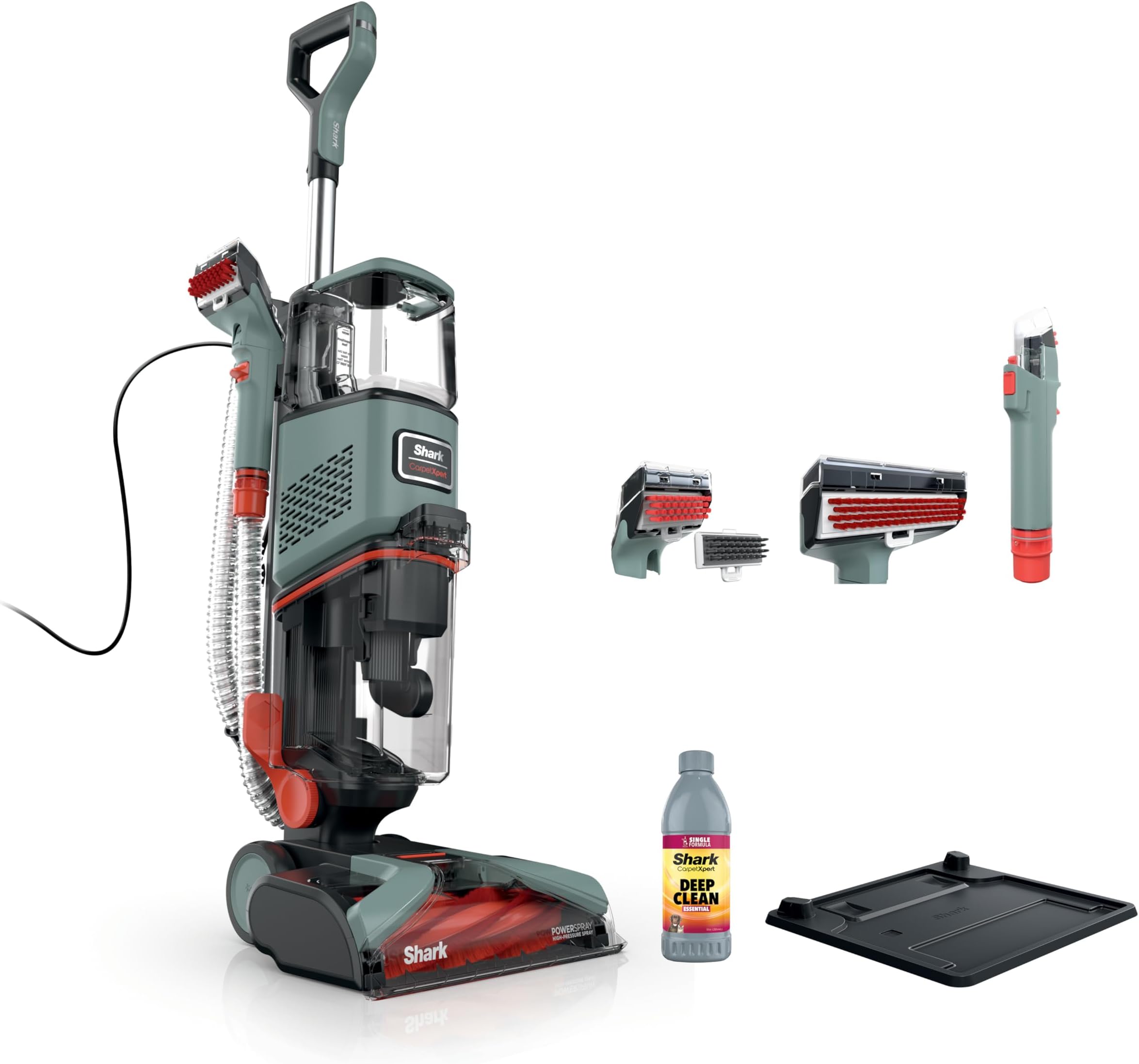 Shark CarpetXpert | Upright Carpet, Area Rug & Upholstery Cleaner | Carpet Shampooer with Handheld Spot & Stain Eliminator | 3 Cleaning Tools | Slate Green | EX151