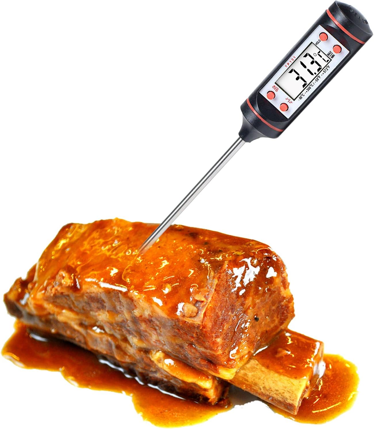 Digital LCD Cooking Food Thermometer Probe Accurate Temperature with Instant Read for Food, Meat, Grill, BBQ, Milk, Bath Water and Kitchen