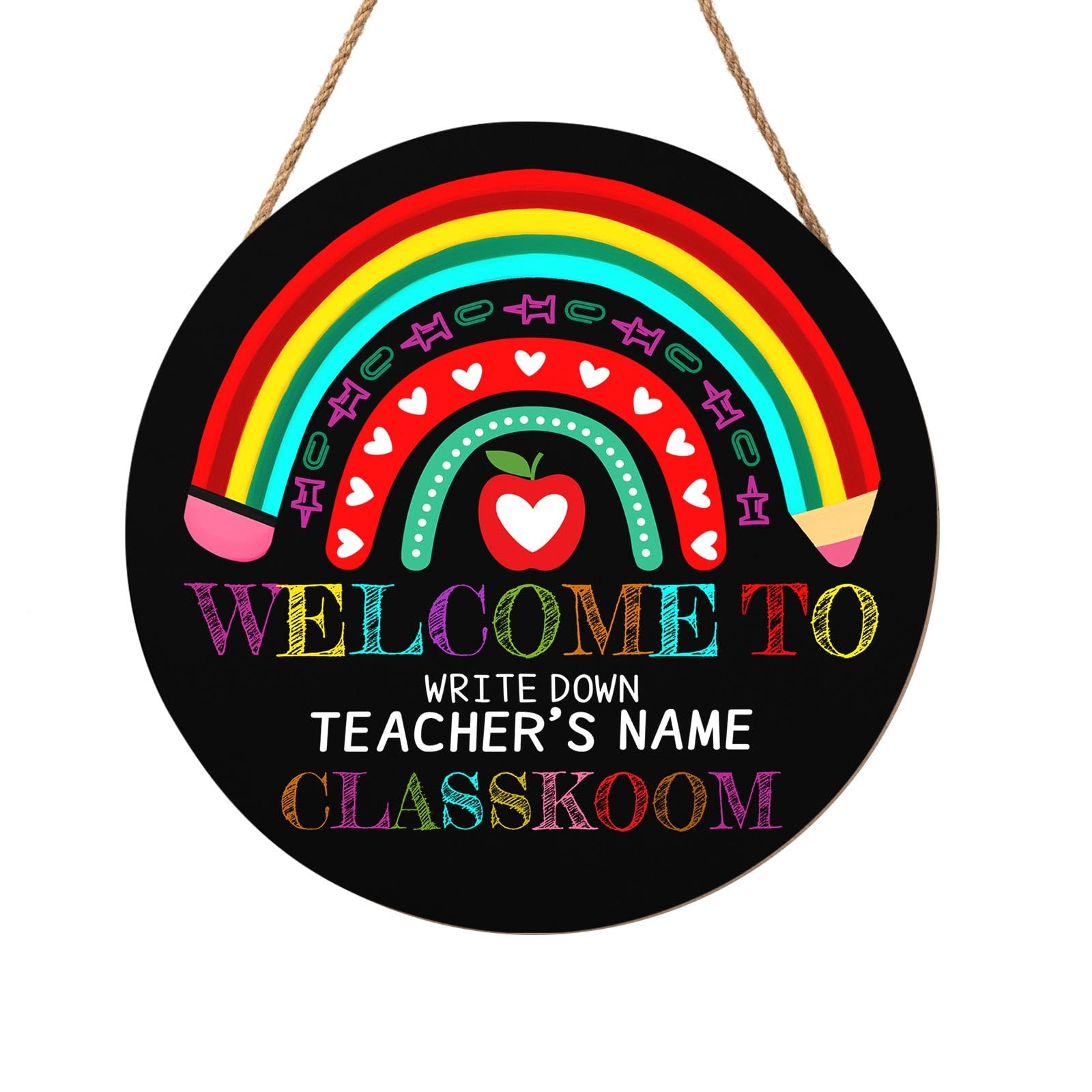 Personalized Welcome Sign for Classroom Custom Teacher Name Classroom Door Sign 12x12in Welcome to Our Classroom Door Hanging Sign Back to School Teacher Supplies Appreciation Gifts