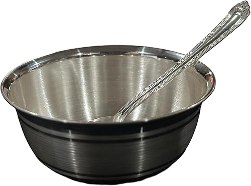 Miniatura 6 de 999 Pure Silver - Cuenco y cuchara de 4.3 pulgadas para niños/adolescentes, juego de 4.3 pulgadas #01