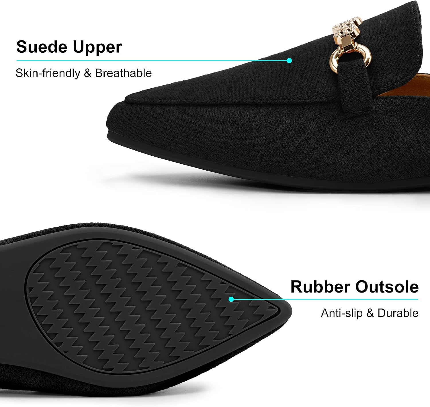 Mules for Women Buckle Flats: Comfortable Slip On Walking Shoes 2026 Pointed Toe Slingback Loafers for Business Work Driving