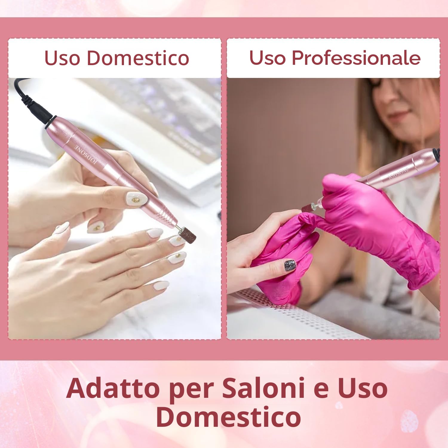 JODSONE Fresa per Unghie, 20000RPM Lima Elettrica per Unghie 6 in 1, Fresa per Unghie Professionale Portatile e silenzioso con 6 punte di ricambio per uso domestico e in salone