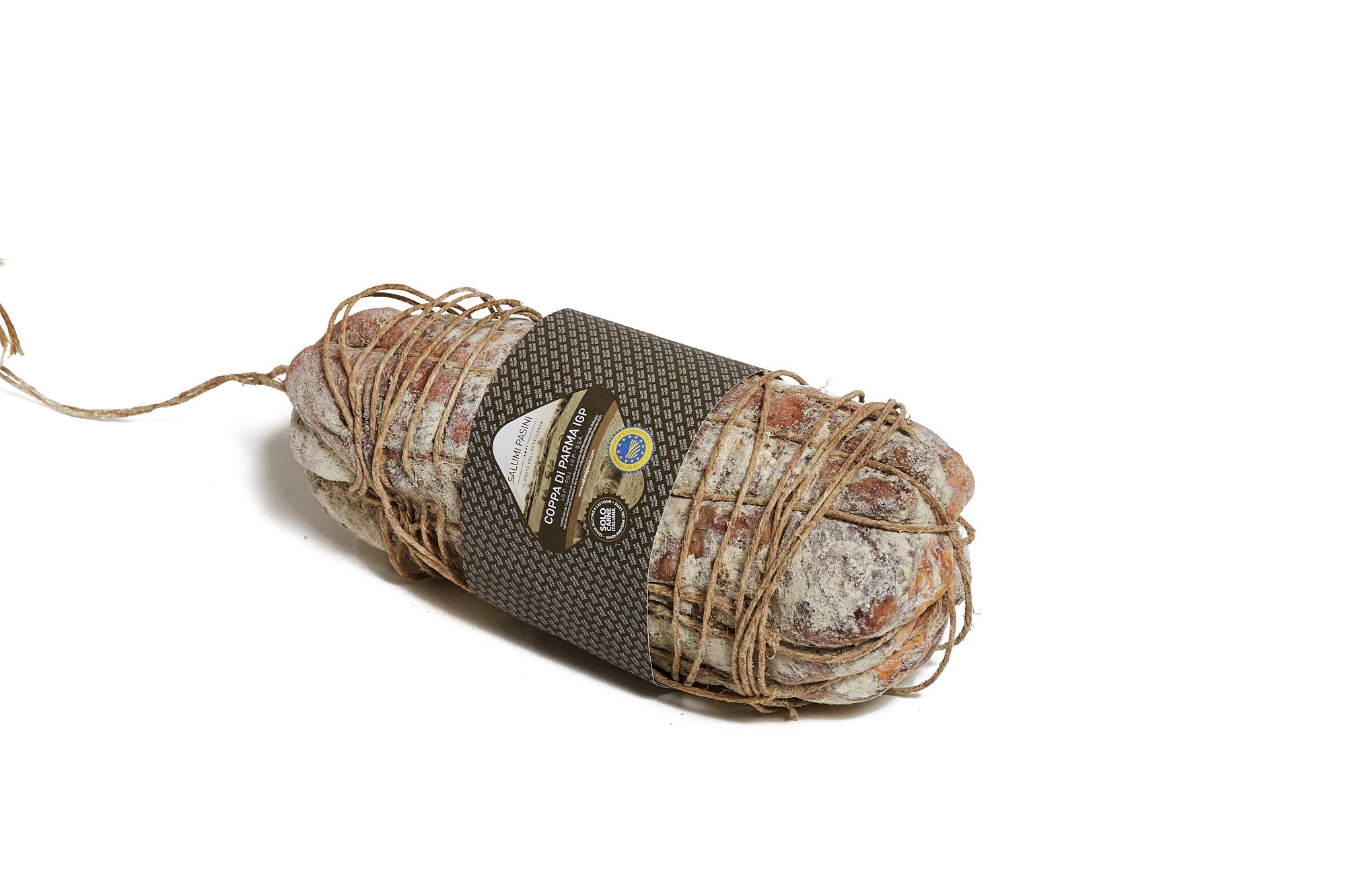 Coppa di Parma I.G.P. Salumi Pasini® | Entera 1,6 Kg | Embutido artesanal italiano curado | Ideal para el aperitivo | Sin gluten, sin lactosa y sin transgénicos