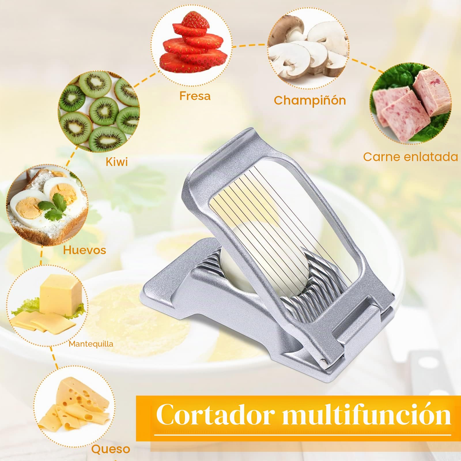 Cortador de huevos de acero inoxidable para huevos duros