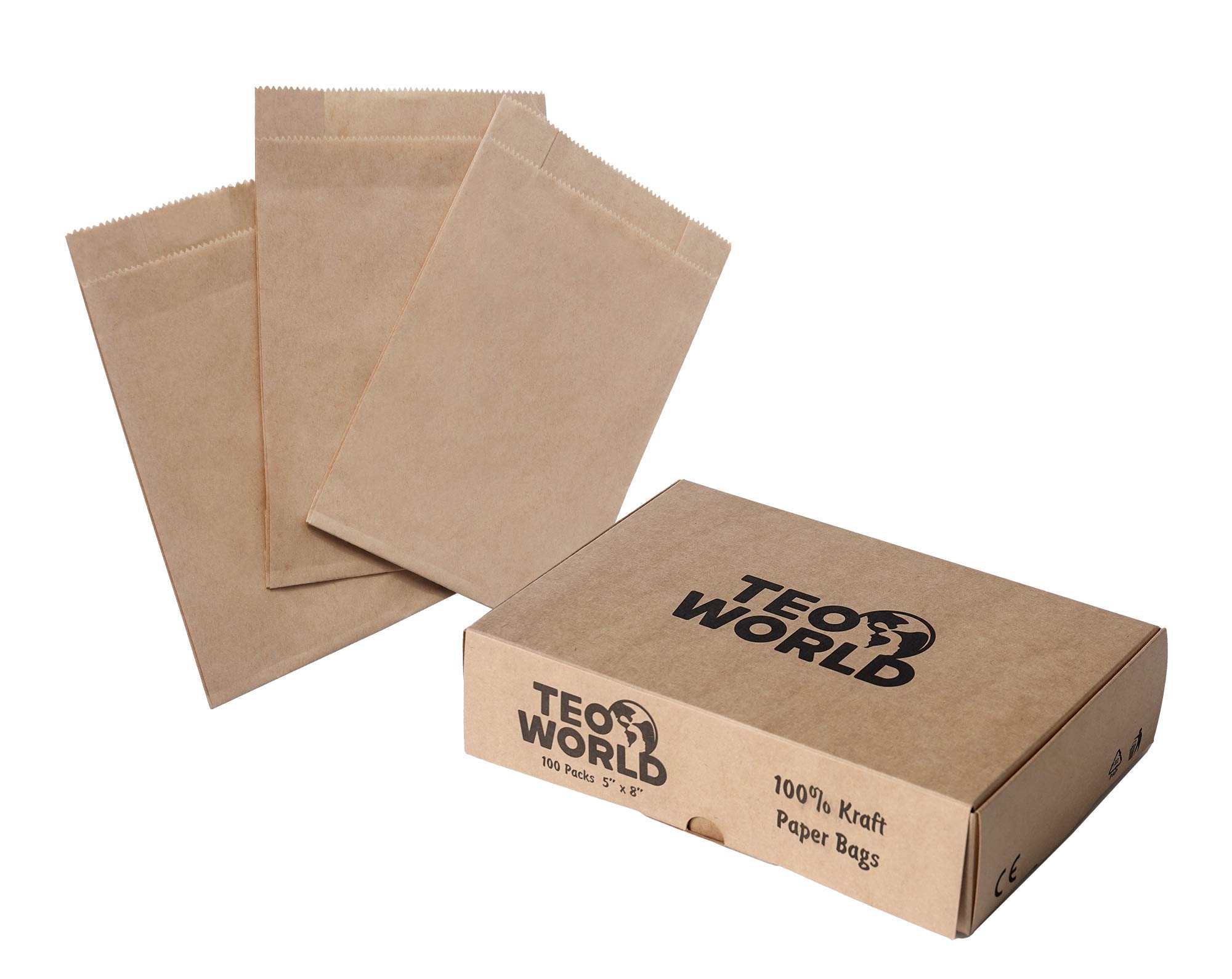 100-Pack 5x7 Inch Brown Kraft Paper Bags - Flat Treat Bags For Candy & Party Favors
