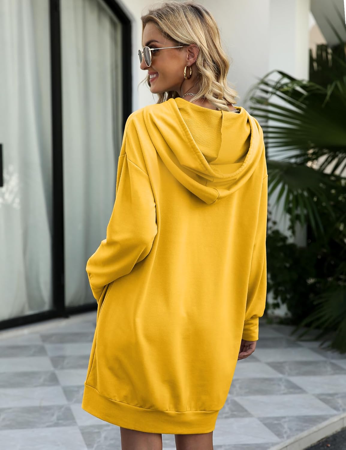 Quenteen Women Hoodies Dress Hooded Sweatshirts Dress Casual Long Sleeve Tunic Dress Oversized Sweatshirts with Pocket - Image 5