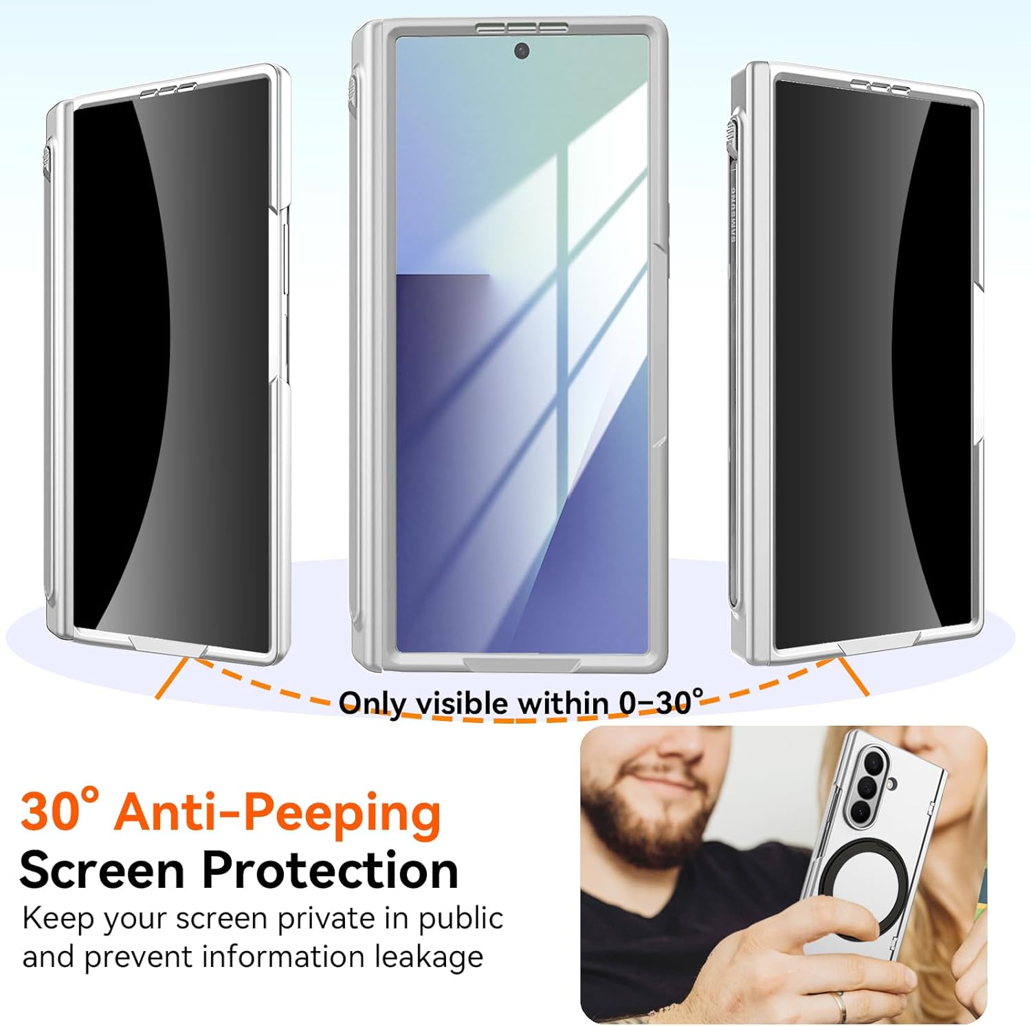 for Samsung Galaxy Z Fold 7 Case with S Pen Holder & Stylus, Fold7 Magnetic Ring Stand Compatible Magsafe Privacy Screen Protector Hinge Protection Full Cover Rugged Case for Z Fold 7 Silver