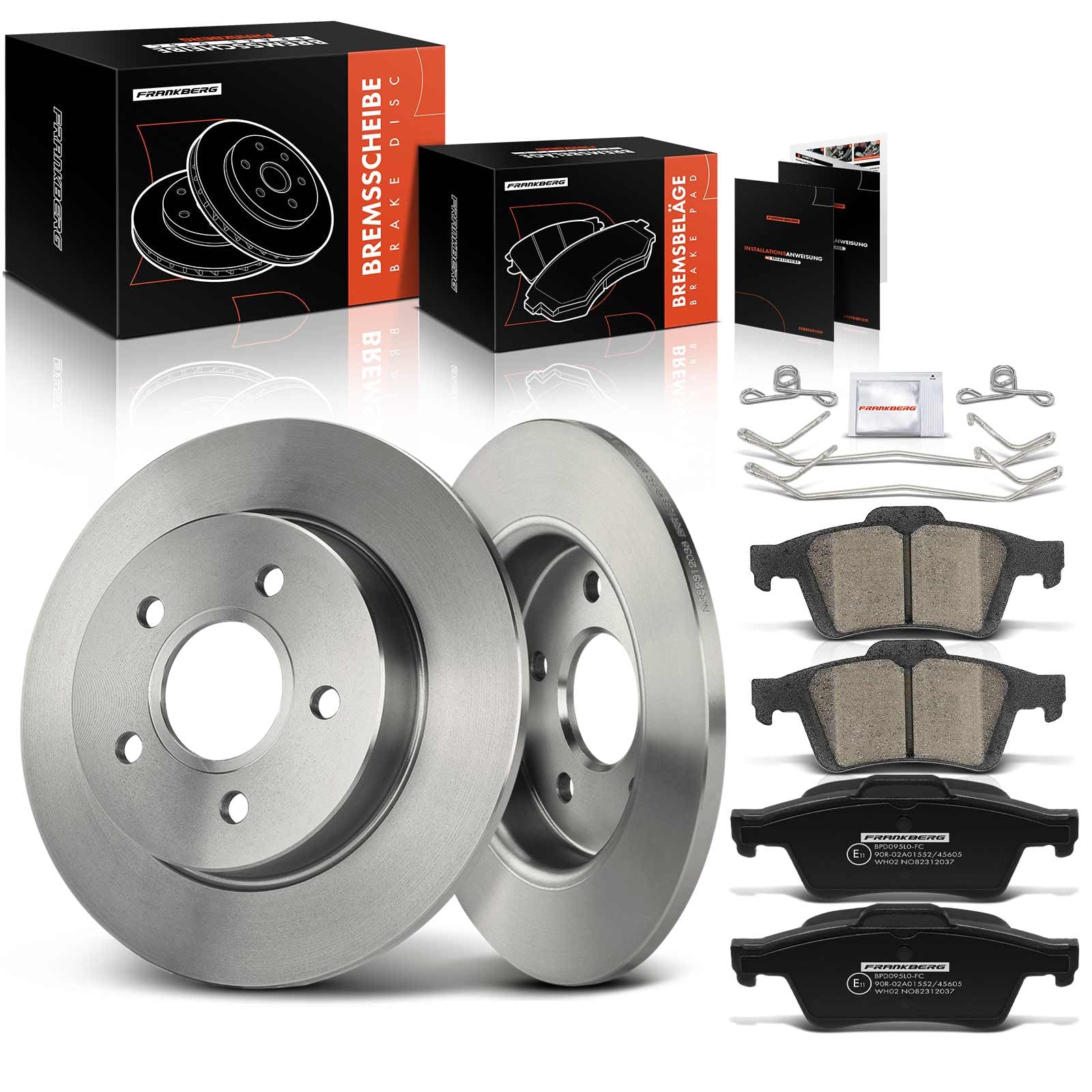 Frankberg 2 discos de freno 4 pastillas de freno | Compatible con: Torneo Focus II DA DS FFS, Focus II Cabriolet, C-Max DM2, Focus II DA DP HCP, Focus II Saloon DB DH FCH