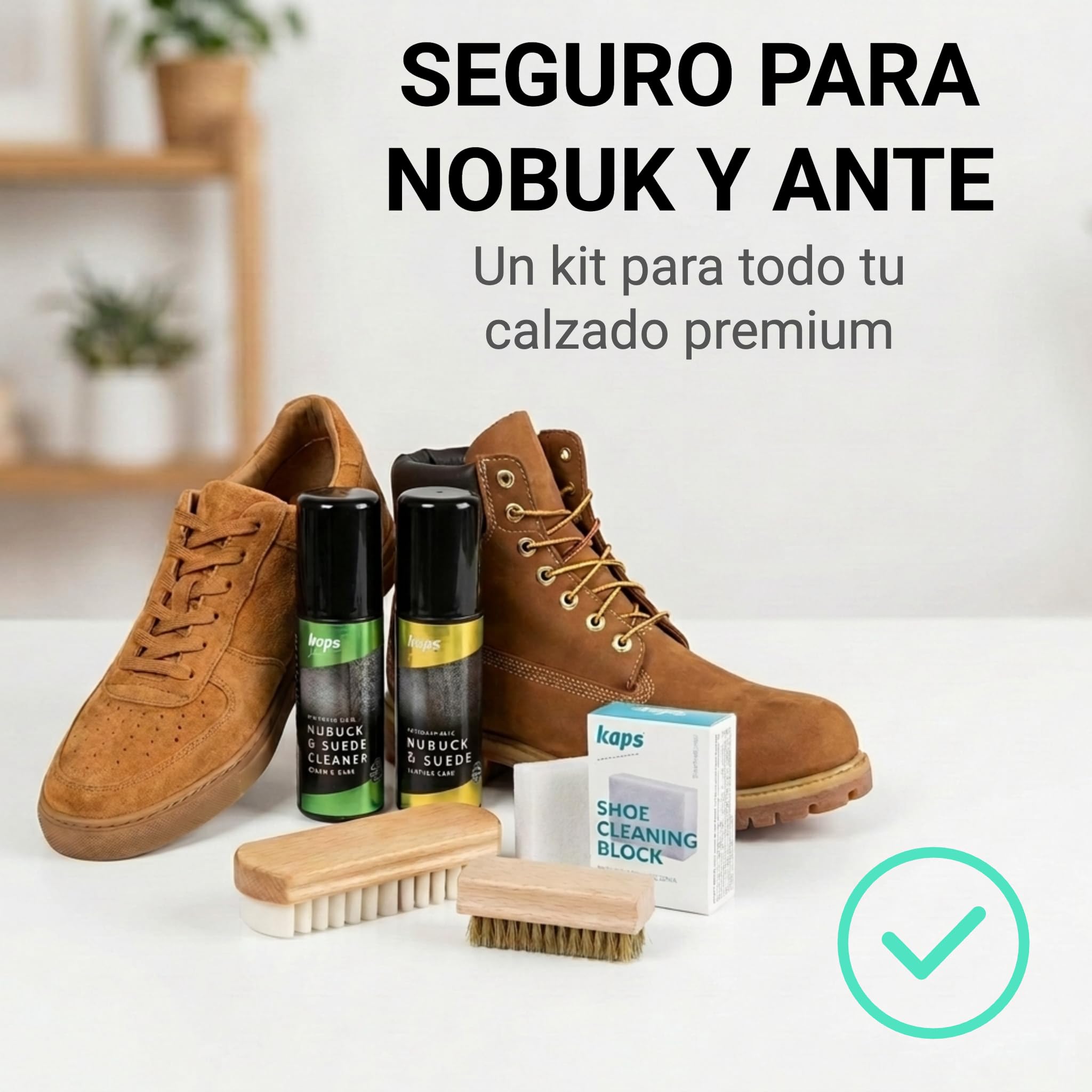 Kaps Milano set de cuidado del calzado – cepillos de alta calidad, kit para limpiar y proteger zapatos y botas de nobuk y ante, 5 piezas