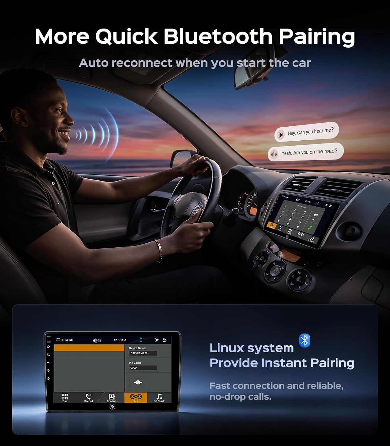 Car Radio Stereo for Toyota RAV4 2007-2011 Head Unit | 9" Touchscreen CarPlay Android Auto Navigation WiFi Bluetooth FM/AM SWC HD Backup Camera