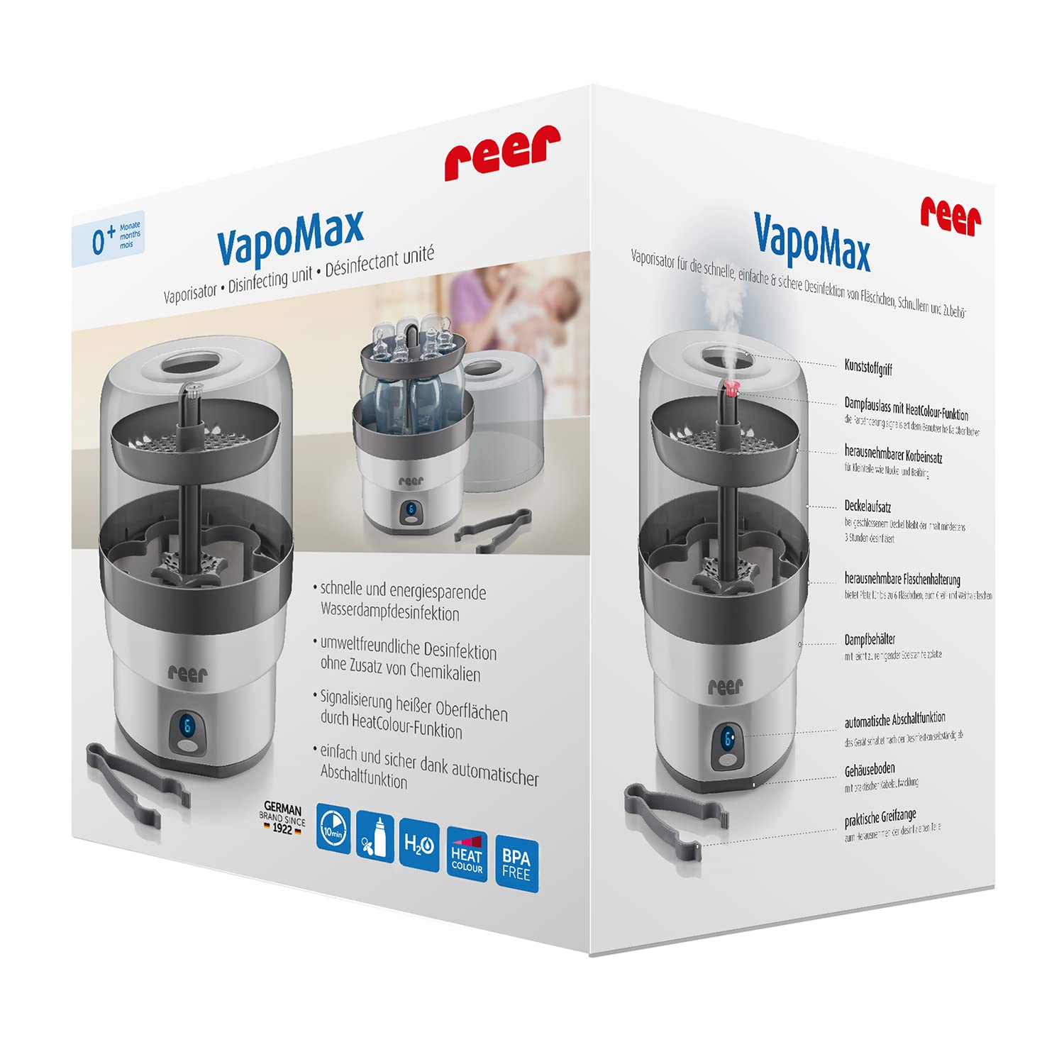 Reer 36010 VapoMax - Vaporizador grande, espacio para 6 viales y accesorios