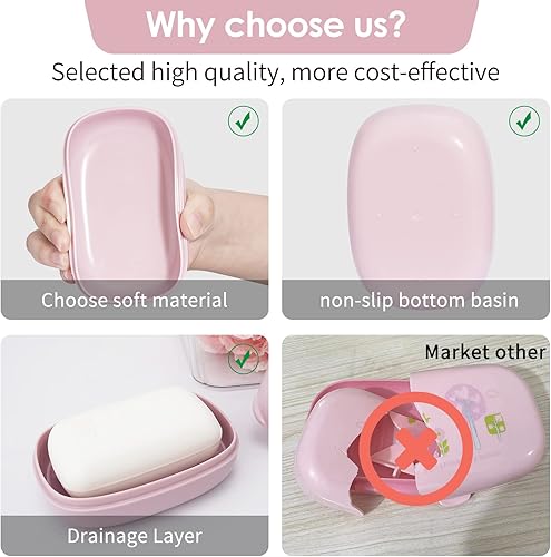 Miniatura 4 de Jabonera con tapa, 1 paquete, contenedor de jabón de viaje con capa de drenaje extraíble. Jabonera para el hogar, campamento, viajes, caja de jabón