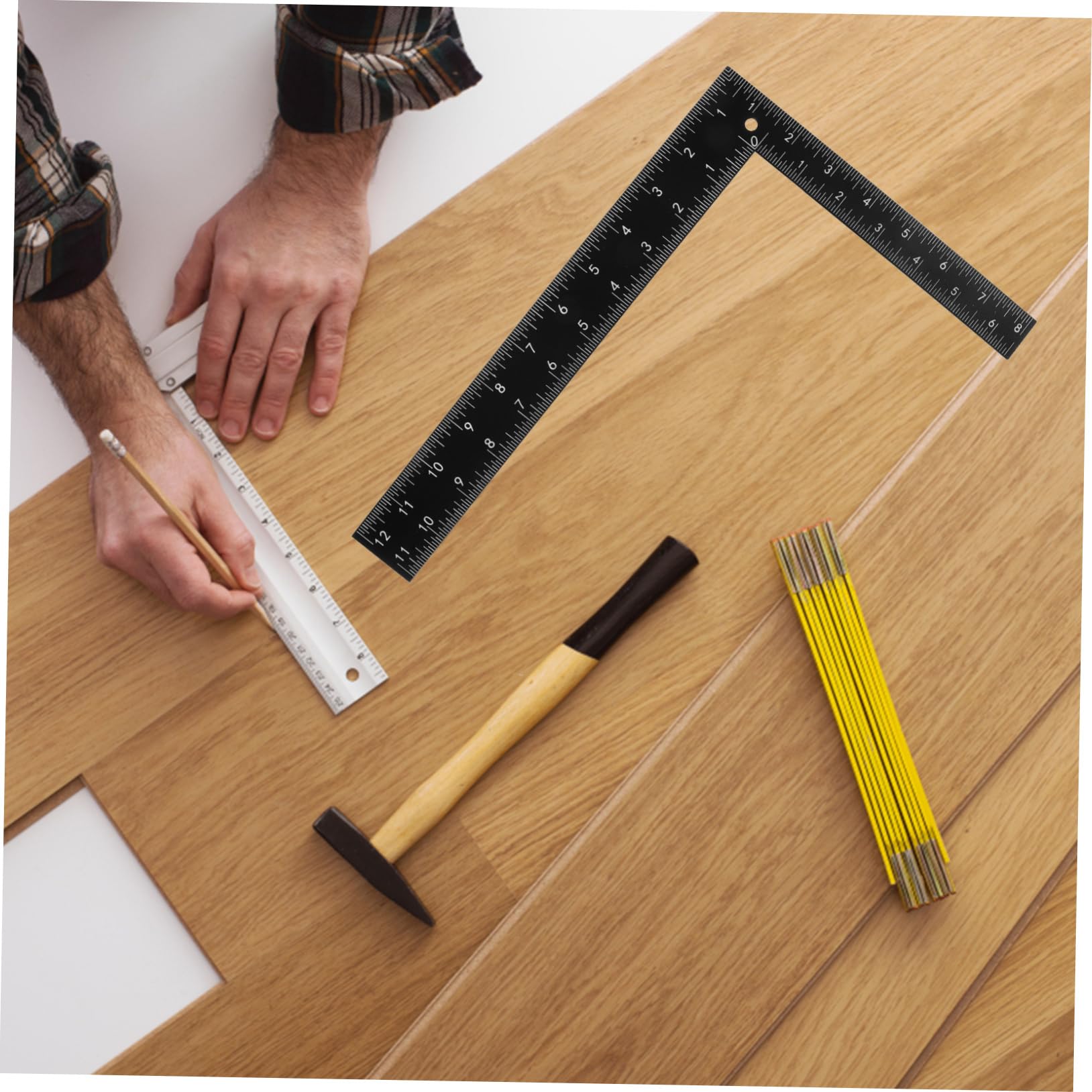 IWOWHERO Versatile Woodworking Square Right Angle Ruler Leather Crafting Ruler Measuring Tool for DIY Projects