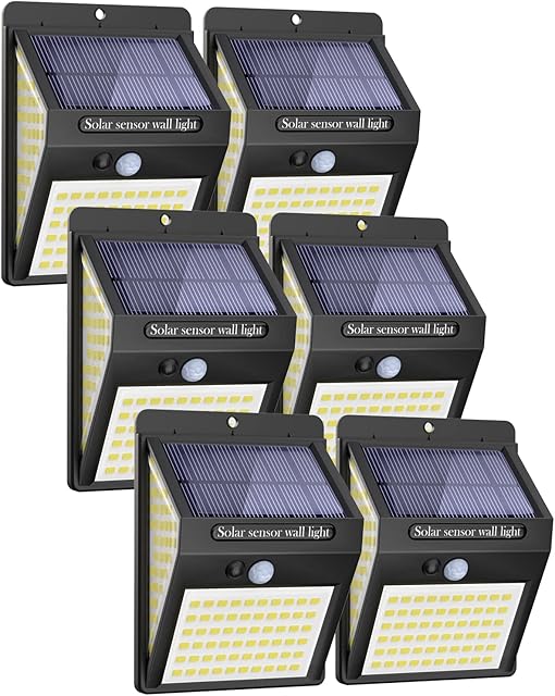 litogo [6 Pack] Solar Lights Outdoor Motion Sensor, 140 LED Solar Security Lights Waterproof, 3 Modes, Wireless Solar Powered Wall Lights Outside Lights for Garden Fence Door Yard Garage Pathway