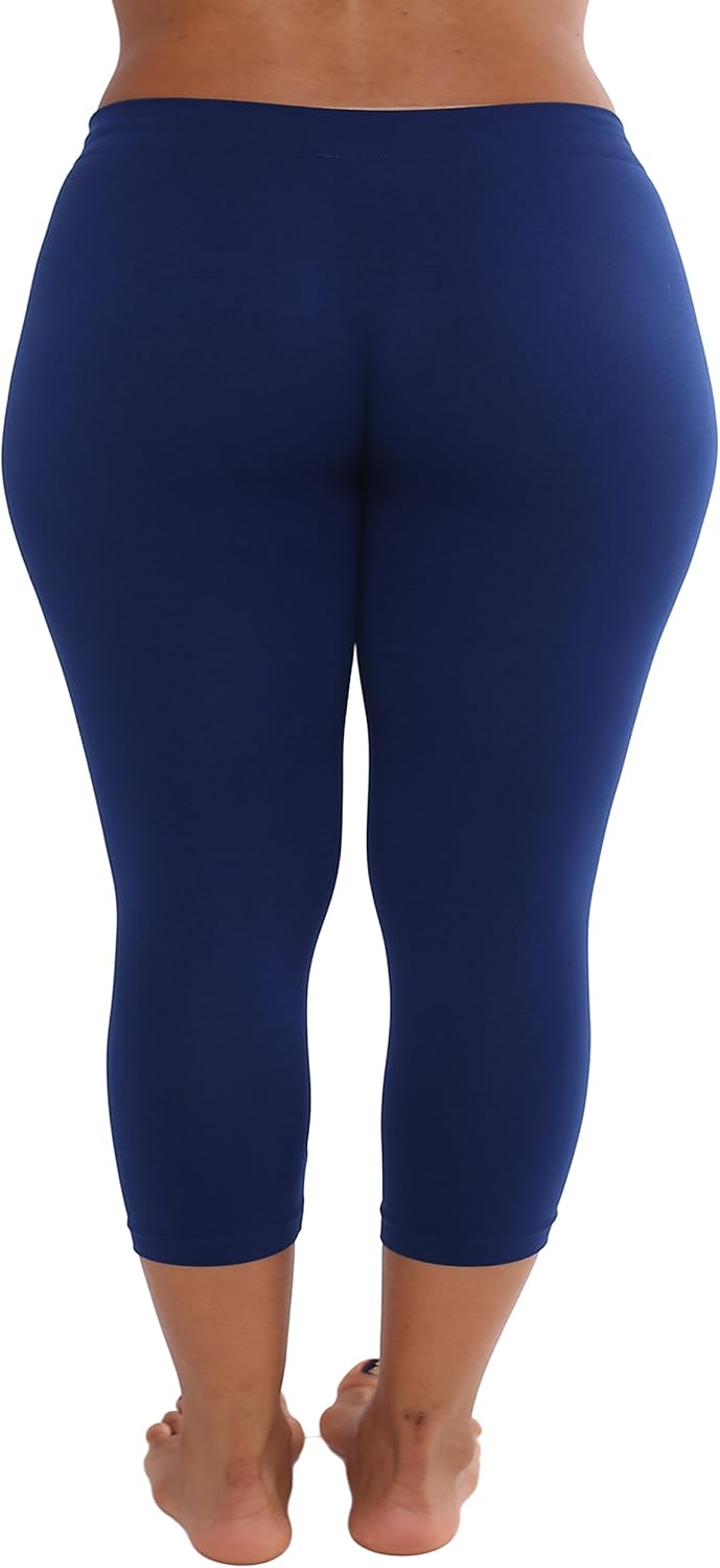 TD Collections Women's High Waisted Soft Capri Yoga Pants - Moisture Wicking Tummy Control Capri Leggings for Workout Navy