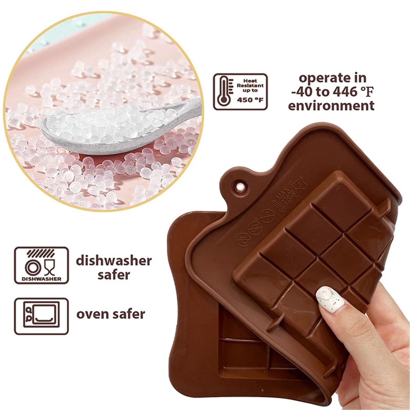 4 stampi for barrette di cioccolato, in silicone for fondente, for caffè, facili da staccare, antiaderenti, for proteine, energia, regali fatti a mano Per La Produzione Del Cioccolato