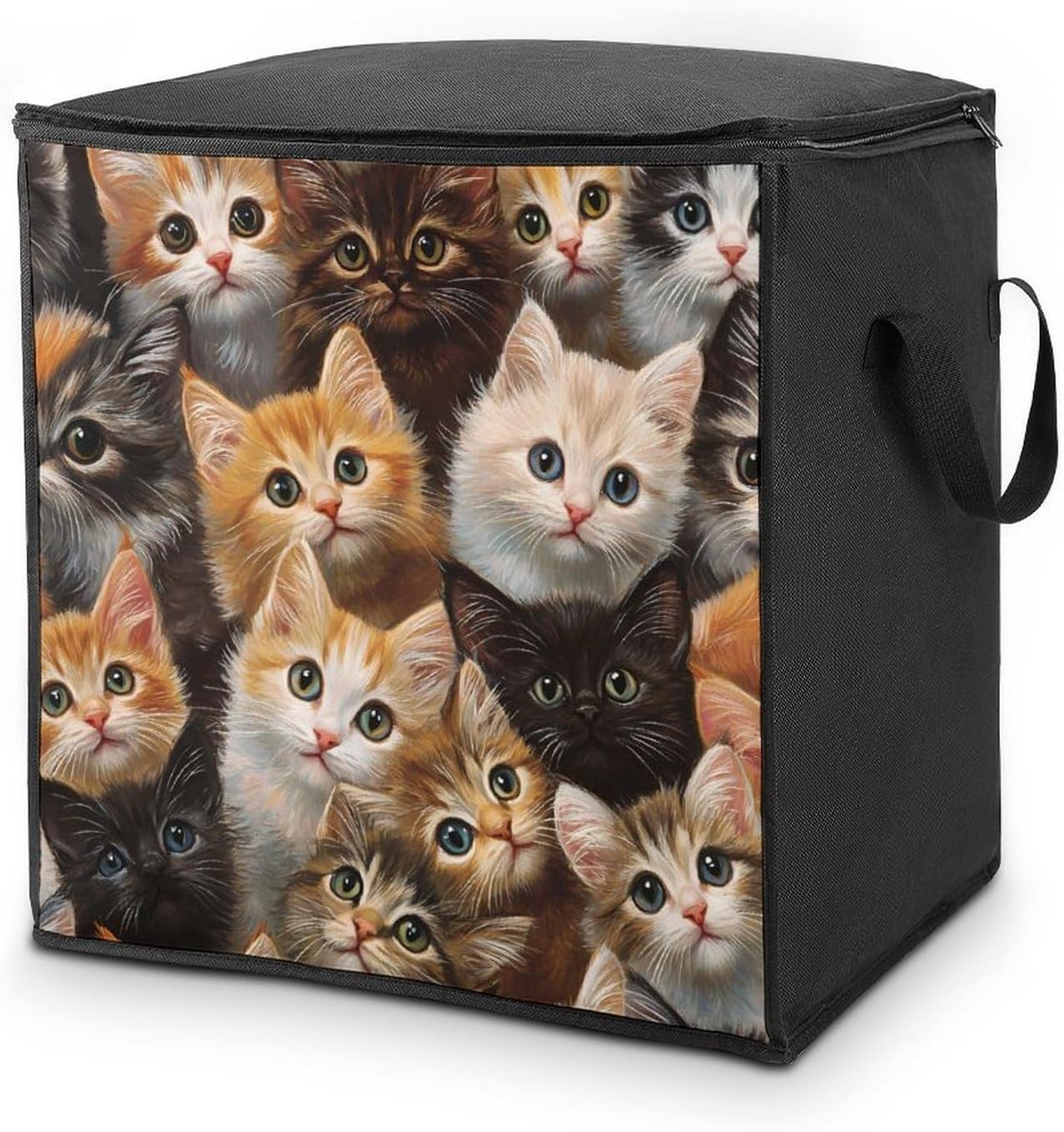 Furry Cats Large Comforter Blanket Storage Bags Bins 70L Closet Organizer with Handles